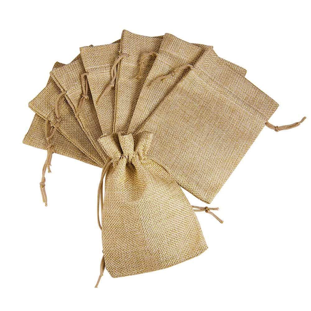 18x24 CM Jute Potli Bag Gift Return Gifts Bags| Natural Jute Colour Drawstring Bags| Pack of 10