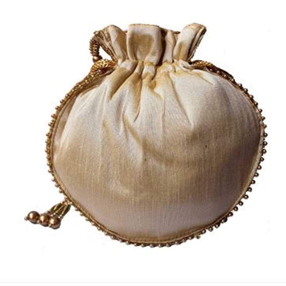 Dms Retail Golden Embroidered Silk Potli Bag Batwa Bag – dmsretail