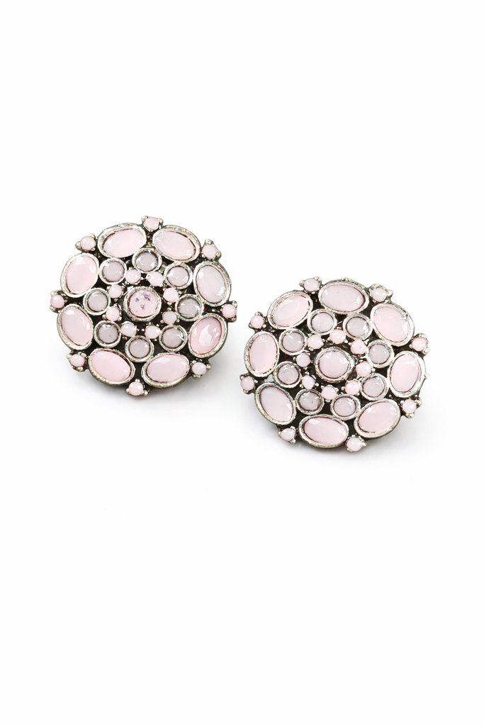 Pink Stone Stud Earrings for Women