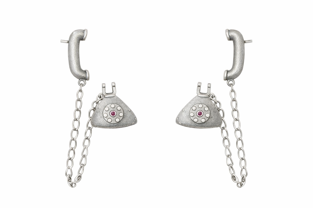 Silver chain dangle earrings white background wholesale India – DMS Retail