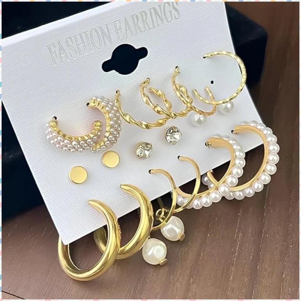 Pairs Korean Hoop Earrings Set for Women & Girls