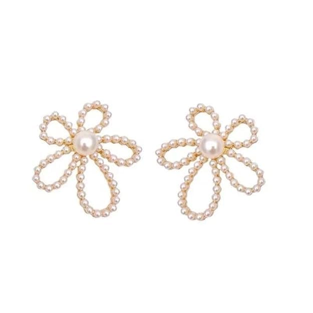 Pearl Flower Stud Earrings for Women & Girls