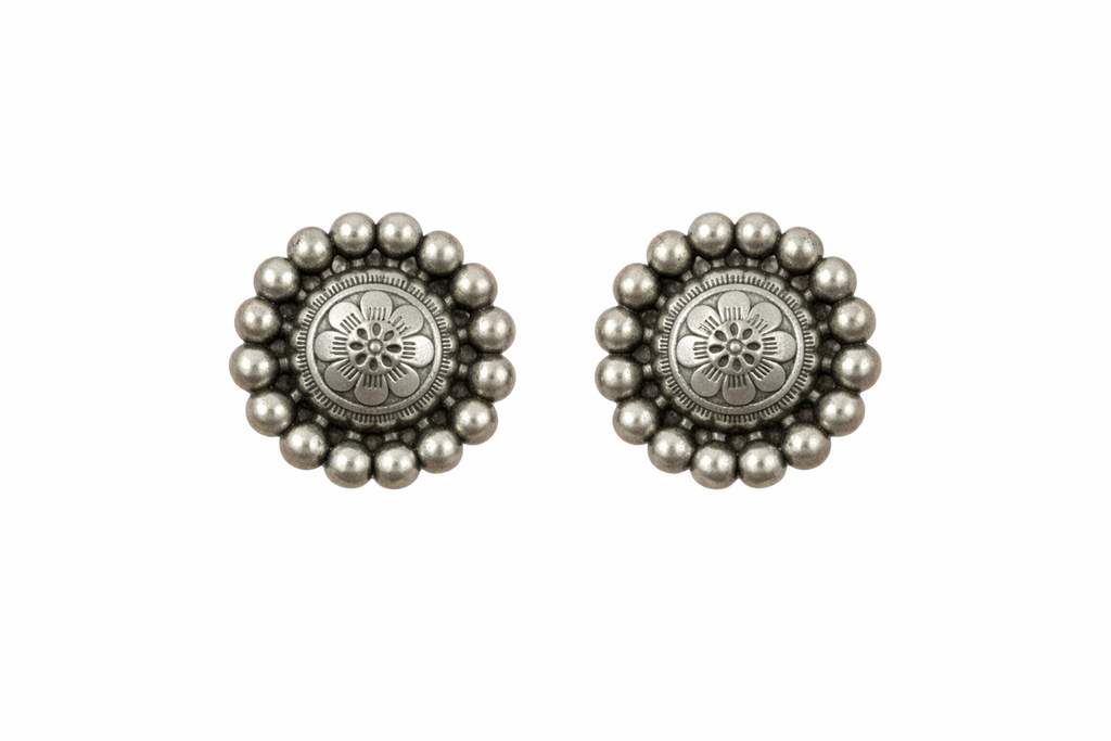 Silver beaded stud earrings wholesale India – DMS Retail