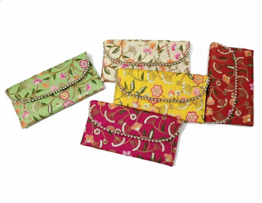 Embroidered Envelope Clutch Purse for Women