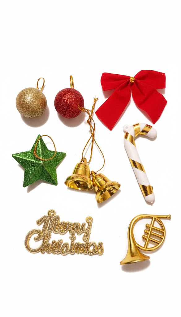Christmas Tree Hanging Ornaments – 8 Pcs Decoration Combo Set