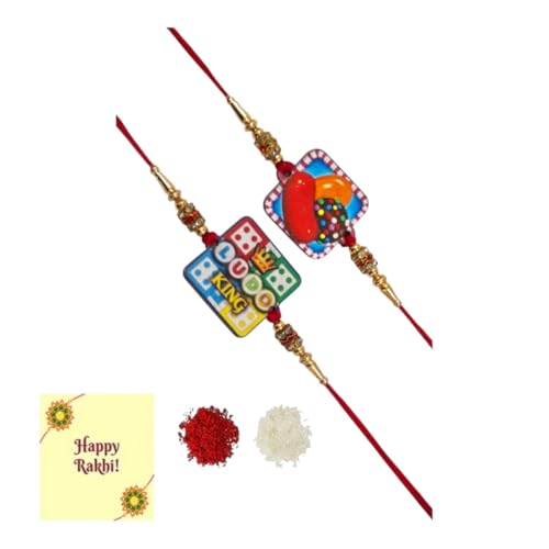 DMS RETAIL Rakhi Set of 2 for Brother Kids Boys Girls - Raksha Bandhan Best Wishes Greeting Card