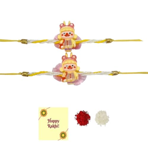DMS RETAIL Kids Classic Rubber Rakhi,Cartoon Comic Funny Character | Fancy Design Rakhi for Brother, Baby, Girls and Sister Set Of 2