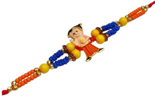 DMS RETAIL Delicate Kids Rakhi For brother With Roli Cahwal And Greeting Card For Rakshabandhan Set Of 5