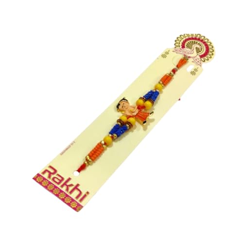 DMS RETAIL Delicate Kids Rakhi For brother With Roli Cahwal And Greeting Card For Rakshabandhan Set Of 5