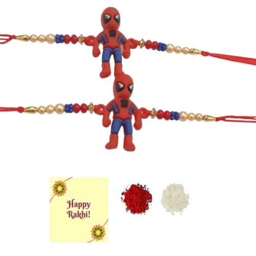 DMS RETAIL Rakhi For Kids Set Of 2 Superman Superhero With Greetings And Roli Tilak
