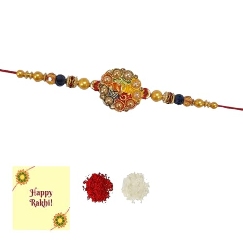 DMS RETAIL Bhai Bhabhi Rakhi With Roli Chawal Ganesha Ganesh Moli Thread Rakhi For Brother kids boys and girls