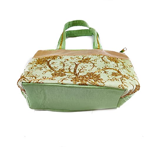 DMS RETAIL Traditional Embroidery Purse for Ladies, Shagun Potli Pouch, Potli Bags For Return Gifts for Women Mehndi Haldi Wedding Engagement Pooja Party Pack Of (6)