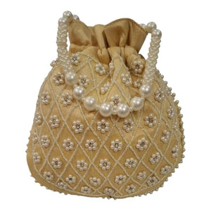 DMS RETAIL Potli | Beadwork Pear Wedding Potli | Beads Handle Potli | Wallet Potli | Christmas Gift Potli | Baby Shower Potli | Lucknowi Potli | Embroidery Potli