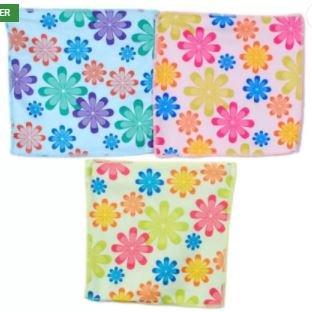 DMS RETAIL Kids Floral Printed Soft Handkerchiefs Handkerchief Napkin in super soft cotton Pack Of 40