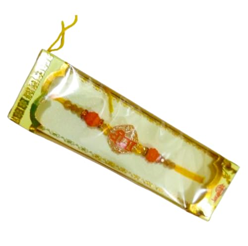 DMS RETAIL Antique Designer Veera Rakhi With Roli Chawal Pack -Rakhi For Brother With Rakshabandhan Card