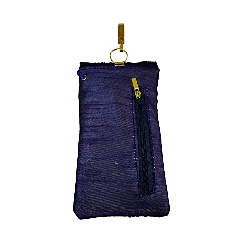 DMS RETAIL Multicolored Embroidered Lucknowi Mobile Pouch for Women with Waist Clip and Belt (Blue)