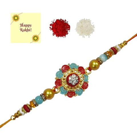 DMS RETAIL Rakshbandhan Rakhi | Rakhi For Brother, Bhaiya, Bhai | Rakhi Combo | Rakshabandhan Gift Set| Rakhi Gift| Kundan Rakhi Combo Set| Rakhi Set for Brother Bhabhi