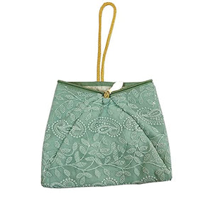 DMS RETAIL Lucknowi Embroidered Potli Bags in Samosa Shape Potli Pouches, Return Gifts for Women, Shagun Potli Purse for Gifting, Potli Bags for Ladies (Turqoise)