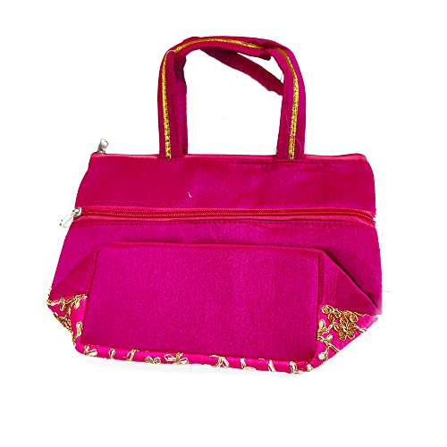 DMS RETAIL Traditional Embroidery Purse for Ladies, Shagun Potli Pouch, Potli Bags For Return Gifts for Women Mehndi Haldi Wedding Engagement Pooja Party Pack Of (6)