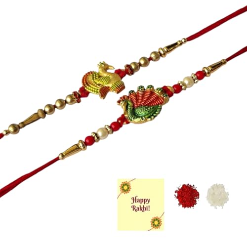 DMS RETAIL Peacock Rakhi For Brother And Bhabhi Kids Combo Bro For Rakshabandhan With Greeting Card