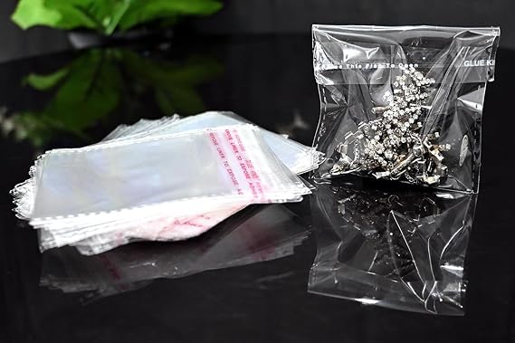 2.5x6 Inches : Plastic Clear Transparent bags small size Self Adhesive BOPP Resealable Plastic pouch Bags for jwellery packaging - Pack Of (1000)