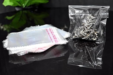 2.5x6 Inches : Plastic Clear Transparent bags small size Self Adhesive BOPP Resealable Plastic pouch Bags for jwellery packaging - Pack Of (1000)