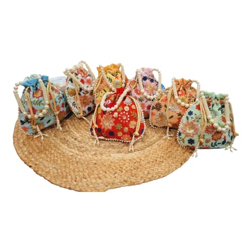 DMS RETAIL Potli Bags For Wedding Return Gifts For Women In Bulk, Ladies Return Gifts For Pooja Birthday Kitty Party Shagun Mehndi Sangeet Pack of (Pack of 3)