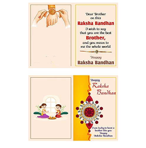 DMS RETAIL Set Of 5 Thread Rakhi for Brother Beautiful Raksha Bandhan Rakhi with Roli Chawal Greeting Card