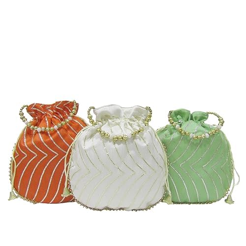 DMS RETAIL Potli Bags For Wedding Return Gifts For Women In Bulk, Ladies Return Gifts For Pooja Birthday Kitty Party Shagun Mehndi Sangeet Pack Of (Pack Of 12)