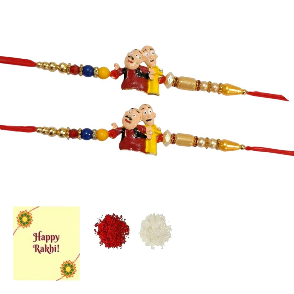 DMS RETAIL Set Of 2 Cartoon Character Motu Patlu Rakhi for Brother, Rakhi For Kids, Boys & Girls