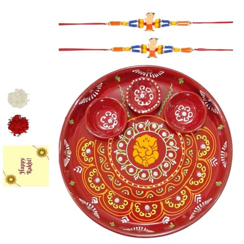 DMS RETAIL Rakhi Gift Pooja Thali Set for Brother -Chota Bheem Rakhi Set Of 2- With Roli Tilak And Greetings Card