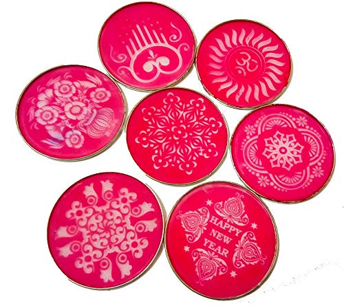 DMS RETAIL Multi Designer Rangoli Stencils Included Set of 5 Stencils, 9 Inches Round Diwali Decoration Home Decoration