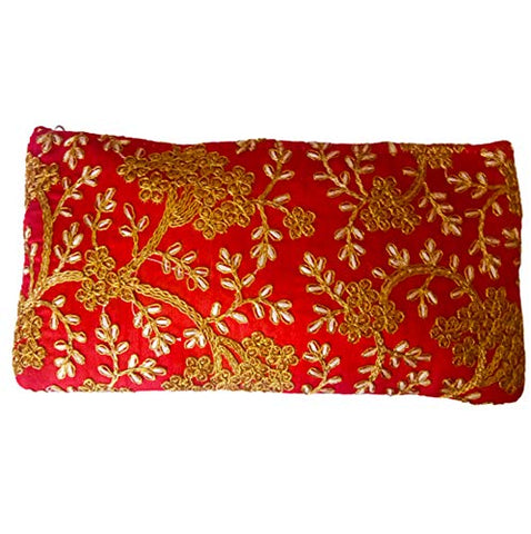 DMS RETAIL Rajasthani Silk Clutch Purse Return Gift Favour For Women (Red)