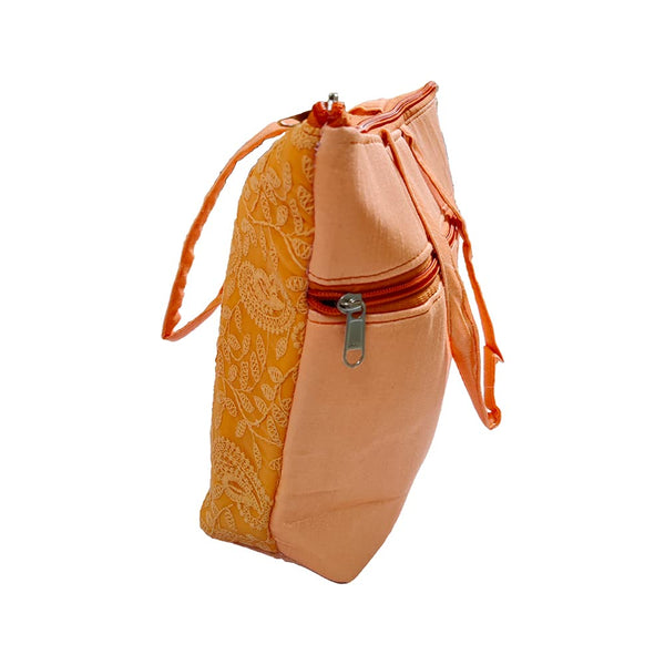 DMS RETAIL Lucknowi Traditional Purse For Women|Ladoes Purse With Handle |Embroidered Purse (Orange)