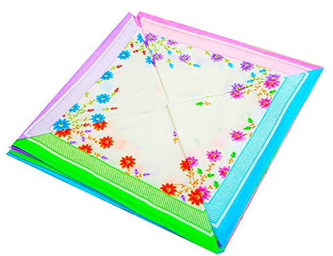 DMS RETAIL Women's 100% Cotton Flower Designed Handkerchief Set of 36 Pcs - 30 * 30 Cm