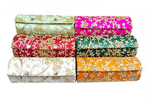 DMS RETAIL Embroidered Bangle Organiser For Women| Silk Bangle Box Storage For Women|Return Gift Favor Shagun Favor Box-8 Inches Pack Of (3)