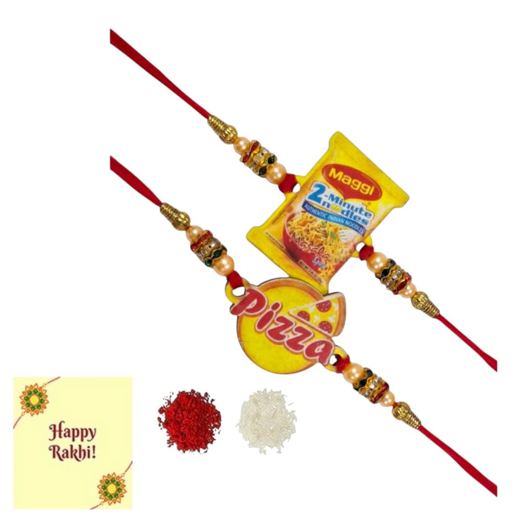 DMS RETAIL Combo of 2 Kids Rakhi - Foodies -Pizza-Maggiee- Rakhi for Kids COMBO Trendy and Stylish Bracelet