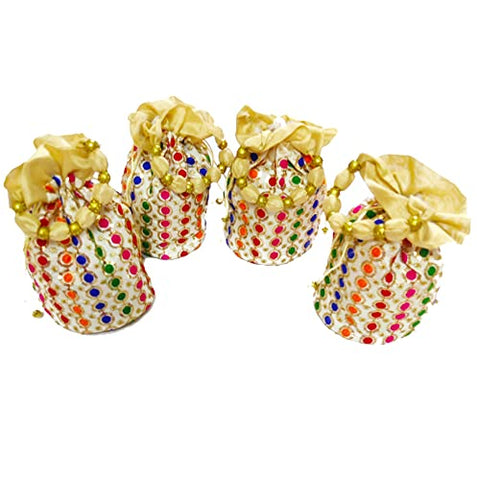 DMS RETAIL Multicolor Potli for Return Gifts,Shagun Pouch,Mehendi Return Gift Favours Potli Bag for Wedding (Pack of 6)