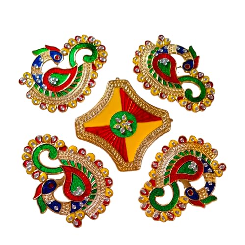 DMS RETAI Metal Peacock Decorative Rangoli Set for Floor Decoration