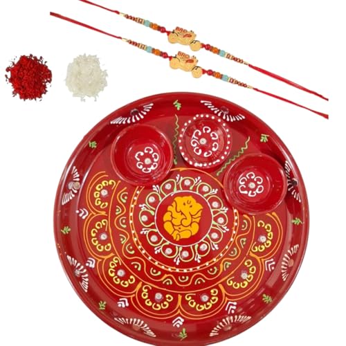DMS RETAIL Kids Rakhi Combo Set of 2 Bullet Bike Rakhi with Golden Pooja Thali and Roli And Greetings Card ForBro/Brother/Rakshabandhan