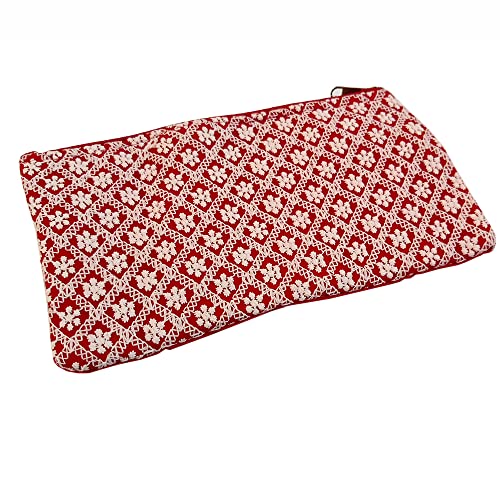 DMS RETAIL Embroidered Lucknowi Clutch Purse For Women Return Gift Favour Shagun Jardosh Purse For Ladies Pack Of (4)