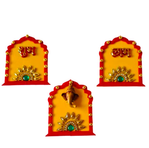 DMS RETAIL Shubh Labh Acrylic Door Sticker Decoration for Diwali/Ganesh Chathurthi Navratri Temple Decoration