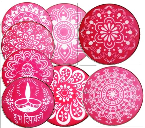 DMS RETAIL Rangoli Making Stencil Combo of 2 Sizes 4 Stencils of 8 inch and 4 Stencils of 12 inches