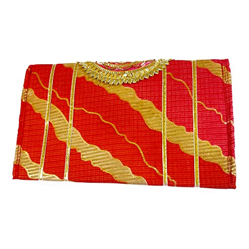 DMS RETAIL Designer Leheriya Printed Embroidered Gotapatti Purse For Women,Return Favour For Wedding For Guests,Clutch Purse For Women Pack Of (6)