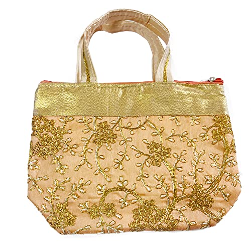 DMS RETAIL Traditional Embroidery Purse for Ladies, Shagun Potli Pouch, Potli Bags For Return Gifts for Women Mehndi Haldi Wedding Engagement Pooja Party Pack Of (6)