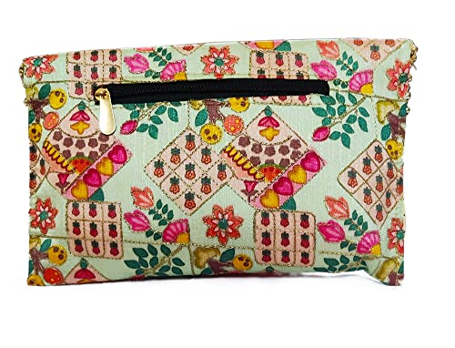 DMS RETAIL Traditiomal Ethnic Purse For Women |Party Purse For Women |Return Favour Purse With Sling (PISTA GREEN)