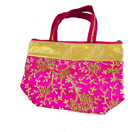DMS RETAIL Traditional Embroidery Purse for Ladies, Shagun Potli Pouch, Potli Bags For Return Gifts for Women Mehndi Haldi Wedding Engagement Pooja Party Pack Of (6)