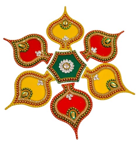 DMS RETAI Reusable Plastic Pan Acrylic Handcrafted Decorative Rangoli