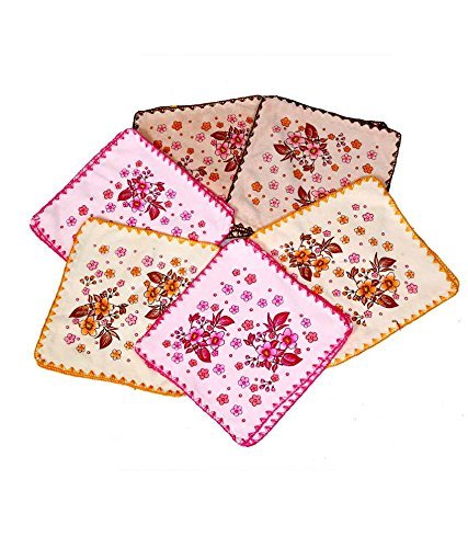 DMS RETAIL Kids Floral Printed Soft Handkerchiefs Handkerchief Napkin in super soft cotton Pack Of 40