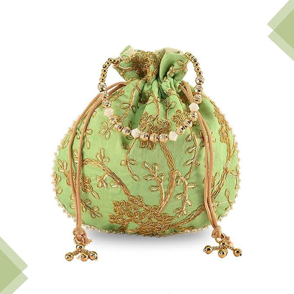 DMS RETAIL Potli Bags for Ladies & Girls | Shagun Pouches for Festive Seasons | Embroidery Bridal Purse - Return Gift Potlis